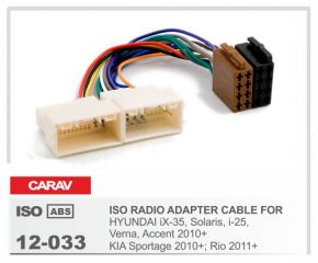 Евро разъём CARAV 12-033 (ISO-переходник для а/м HYUNDAI iX35, Solaris, i25, Verna, Accent 2010+ / KIA Sportage 2010+) CARAV