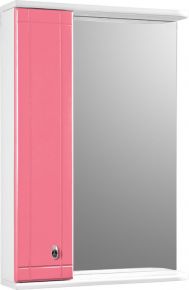 Зеркало-шкаф АкваМаста 22 левосторонее 50631 белый розовый со светильником АкваМаста