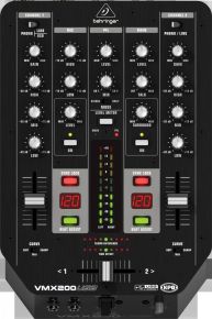 BEHRINGER VMX200USB DJ микшерный пульт, 2 входных канала, регулируемый микрофонный вход, счетчики темпа, кроссфейдер VCA,,USB-интерфейс