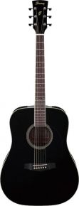 IBANEZ PF15-BK акустическая гитара, цвет черный, топ ель, махогани обечайка и задняя дека