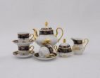 Чайный сервиз, 6 персон (15 предметов); декор "Кобальтовый борт, золотая роза", Мэри-Энн 0431