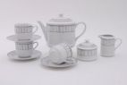 Чайный сервиз, 6 персон (15 предметов); декор "Серый орнамент", Сабина 1013