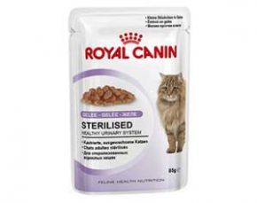 Влажный Корм Royal Canin (Роял Канин) Feline Health Nutrition Sterilised Jelly Для Стерилизованных Кошек и Кастрированных Котов Аппетитные Кусочки в Желе 85г (1*12)  .Royal Canin