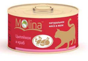 Molina (Молина) Консервы Для Кошек с Цыпленком и Крабом 80Г Molina