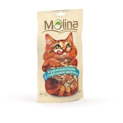 Лакомство Molina (Молина) для Кошек Сэндвич С Сырными Шариками 80г Molina