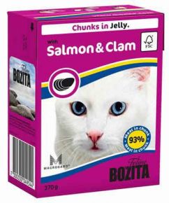 Консервы Bozita (Бозита) Feline Salmon &amp; Clam Chunks in Jelly Для Кошек Лосось с Мидиями Кусочки в Желе 370г Bozita