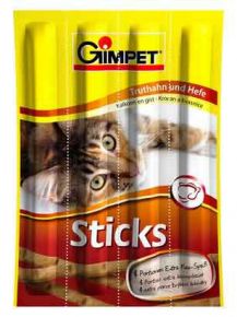 Лакомство Джимпет Sticks для Кошек 20г Индейка+Дрожжи 4шт Gimpet