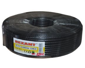 Кабель RG-6U Rexant, полиэтилен, черный, 100 м