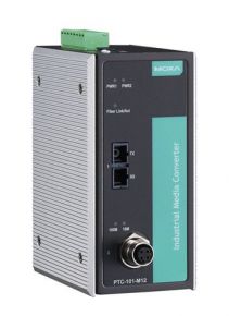 MOXA PTC-101-M12-S-SC-LV-CT-T   Промышленный конвертер Ethernet 10/100BaseTX в 100BaseFX (одномодовое оптоволокно, разъемы SC и M12), дублированный ис MOXA