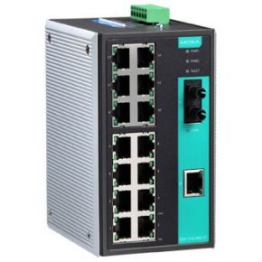 MOXA EDS-316-M-ST-T   Промышленный 16-портовый неуправляемый коммутатор: 15 портов 10/100 BaseT Ethernet и 1 порт 100BaseFX (многомодовое волокно, раз MOXA