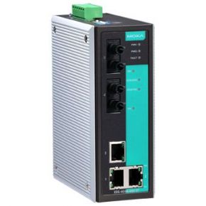 MOXA EDS-405A-MM-ST-T   Промышленный 5-портовый управляемый коммутатор: 3 порта 10/100 BaseT, 2 порта 100BaseFX (многомодовое волокно, разъем ST), -40 MOXA