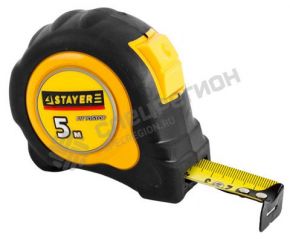 Рулетка 3402-5_z01 STAYER "MASTER" Autolock, обрезиненный корпус, 5мх25мм Stayer