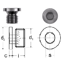 G 1" пробка резьбовая цилиндрическая с в/ш с дюймовой резьбой, сталь DIN908