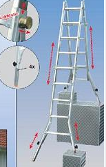 Шарнирная телескоп.лестница 4*4перекладины(Hраб=5м.с 4 удл.стоек)TELEVARIO