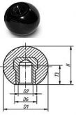 М 5 ручка шарообразная с резьбовой латунной втулкой, полиамид DIN319
