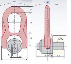 М16 рым-болт поворотный двойной DSR, CODIPRO