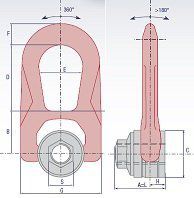 М12 рым-гайка поворотная двойная FE DSR, CODIPRO