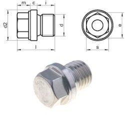 М36*2,0 пробка резьбовая с ш/г и флан, цинк DIN 910