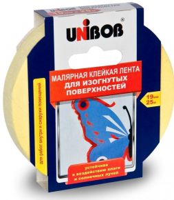 Лента малярная 19мм*25м для изогнутых поверхностей Unibob