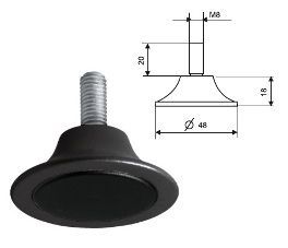 М 8*20*38 опора металлическая чёрная