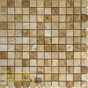 Мозаика на сетке Caramelle Emperador Light POL Pietrine настенная из камня песочная 298х298х4мм (чип 23x23мм) Caramelle Mosaic