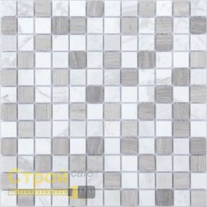 Мозаика на сетке Caramelle Pietra Mix 2 MAT Pietrine настенная из камня серая 298х298х4мм (чип 23x23мм) Caramelle Mosaic