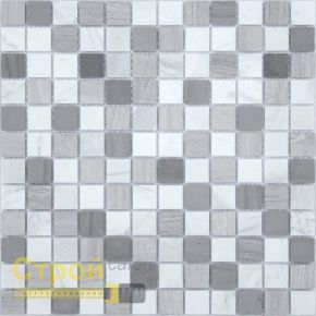 Мозаика на сетке Caramelle Pietra Mix 3 MAT Pietrine настенная из камня серая 298х298х4мм (чип 23x23мм) Caramelle Mosaic