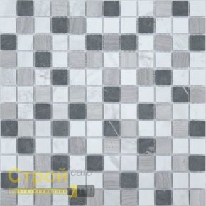 Мозаика на сетке Caramelle Pietra Mix 4 MAT Pietrine настенная из камня серая 298х298х4мм (чип 23x23мм) Caramelle Mosaic