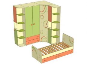 Детский гарнитур Фруттис с односпальной кроватью и большим шкафом
