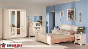 Спальный гарнитур Амели: шкафы, кровать, тумба, комод, зеркало