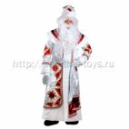 Батик Карнавальный костюм "Дед Мороз серебряно-красный"  (шуба, шапка, пояс, варежки, парик, борода, м