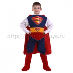 Батик Карнавальный костюм д/м  "Супермен" (куртка,брюки,плащ,сапоги,пояс,накидка) зв. маскарад р