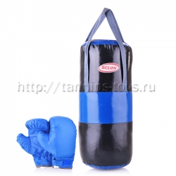 BELON Набор для бокса: груша цилиндр (тент), цвет черный+синий+перчатки