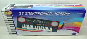 Синтезатор черный 37 клавиш, с микрофоном, эл/мех, 2 вида DoReMi