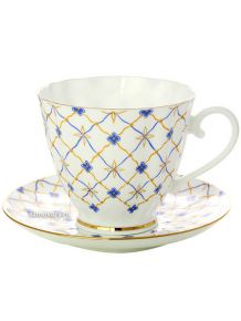 Чашка с блюдцем чайная форма "Гвоздика", рисунок "Ретро", Императорский фарфоровый завод Тульские самовары