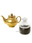 Подарочный набор: чайник заварочный керамический "под золото" с копорским чаем  Тульские самовары
