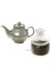 Подарочный набор: чайник заварочный керамический "под серебро" с копорским чаем Тульские самовары
