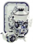 Набор самовар электрический 3 литра с художественной росписью "Гжель" цилиндр на напряжение 110 вольт, арт. 170006з Тула