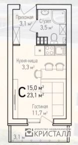 Продажа - Квартира однокомнатная Верхнее Дуброво, Уральская 1 (1 секция) - 1 комн.