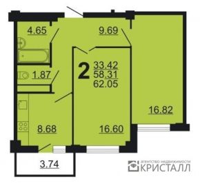Продажа - Квартира двухкомнатная Екатеринбург, Дошкольная - 2 комн.
