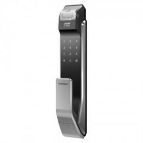 Врезной биометрический дверной замок samsung на себя темный металлик shs-p718 xbk/en