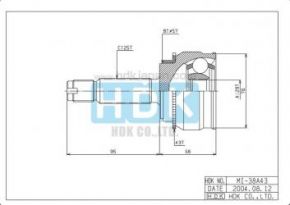 Шрус внешн mitsubishi Hdk MI-038A43 Mitsubishi: MR580861 Hdk MI038A43 Mitsubishi: MR580861