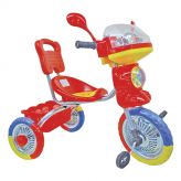 Велосипед светлячок 3-х колесный, металлические колеса 10"/8", красный с цветными колесами ГРАНДвело