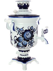 Электрический самовар 3 литра с художественной росписью "Гжель", "цилиндр", арт. 150478 Тула