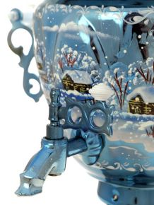 Набор самовар электрический 3 литра с художественной росписью "Зимний вечер" с автоматическим отключением при закипании, арт. 155648а Тула