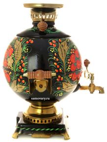 Электрический самовар 5 литров с художественной росписью "Хохлома классическая", "шар", арт. 110488 Тульские самовары
