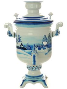 Набор самовар электрический 3 литра с художественной росписью "Зимний пейзаж", арт. 155651 Тула