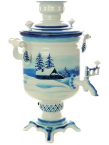Набор самовар электрический 3 литра с художественной росписью "Зимний пейзаж", арт. 155651 Тула