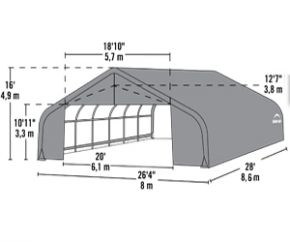 Тентовый гараж (ангар) 8,0 х 8,6 х 4,9 м