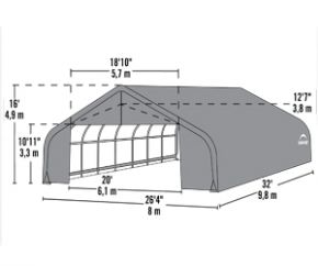 Тентовый гараж (ангар) 8,0 х 9,8 х 4,9 м